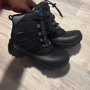 Columbia Kids Black Boots with Blue Accents